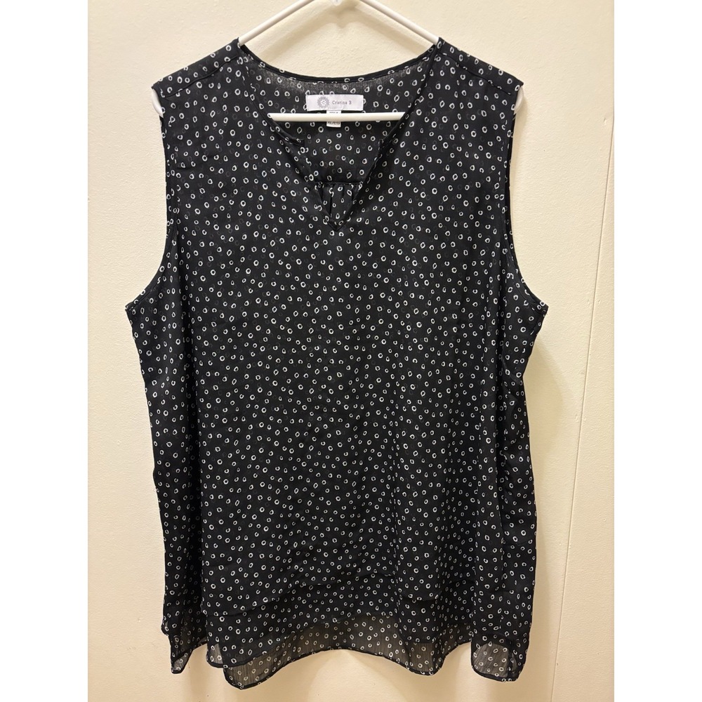 Christina B Blouse Women's XL Sleeveless Layered Sheer Tank Top
